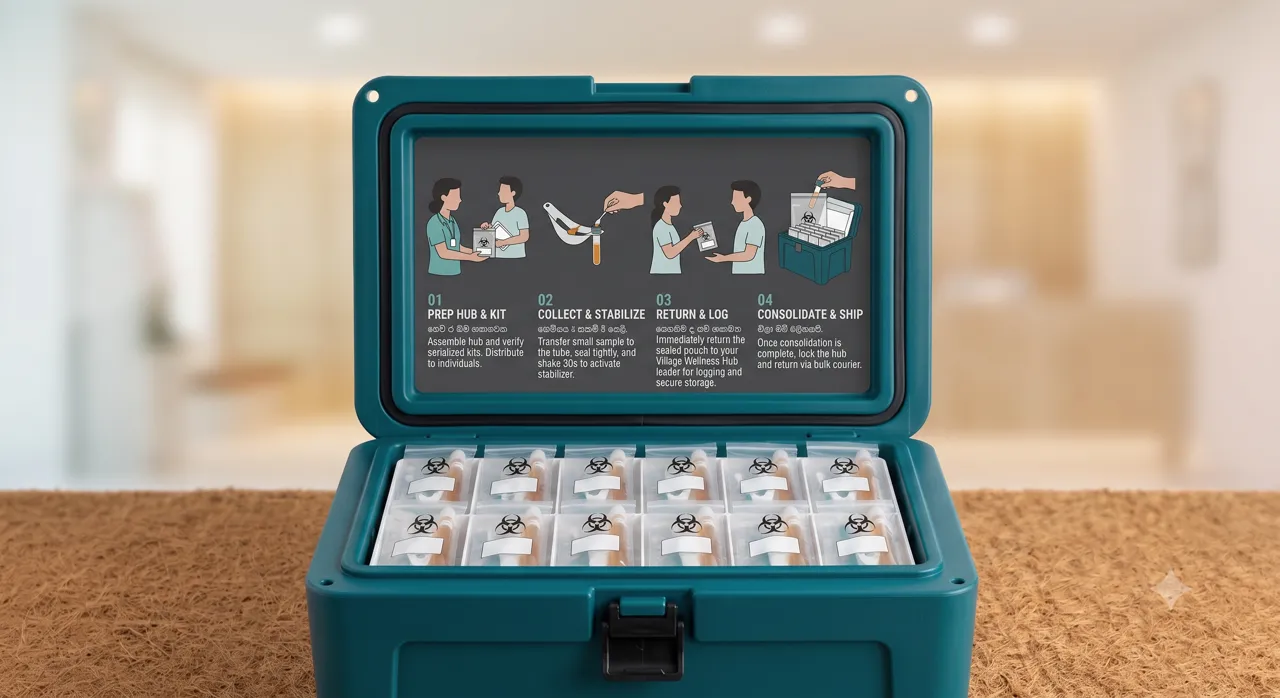 Community bulk cooler kit with serialized sample pouches